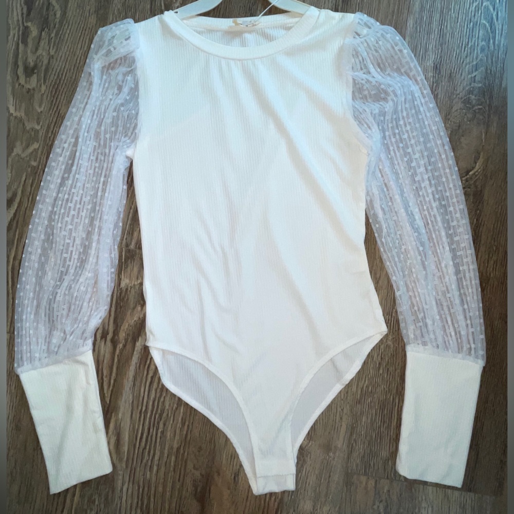 Long Sheer Sleeve Ribbed Bodysuit🌺